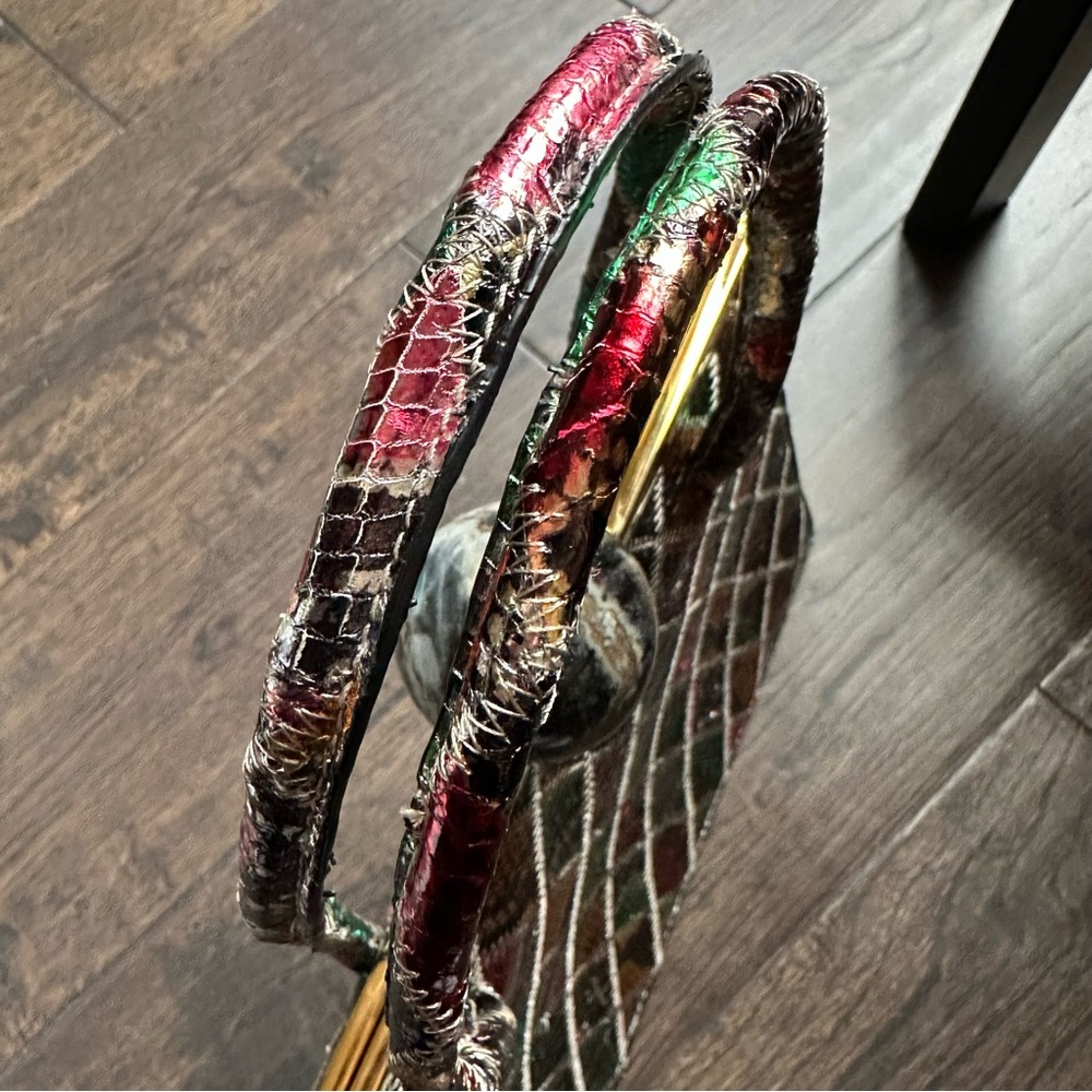 Marie Laure Rectangle Frame Bag Multicolored Patch Chamorel Python Handbag RARE - Picture 6 of 16